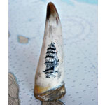 Whaling Ship Horn Scrimshaw